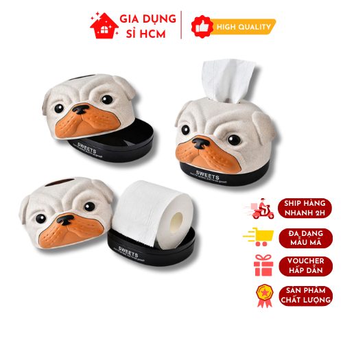 Hộp Đựng Khăn Giấy Để Bàn Sweets Hình Chú Chó Mặt Xệ Ngộ Nghĩnh Chống Nước Có Thể Dùng Giấy Cuộn Và Khăn Giấy Tờ