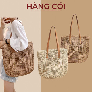 Túi cói đi biển size to quai da đi làm đi chơi xinh xắn-Hàng Cói