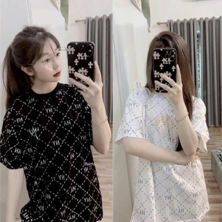 Áo phông nam nữ in chữ N.y form rộng chất cotton, Áo thun cặp đôi thời trang mùa hè 2023