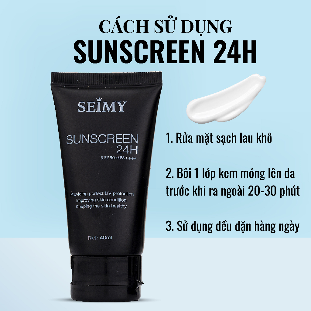 Kem chống nắng dưỡng da dưỡng trắng Seimy - Sunscreen 24h da mặt