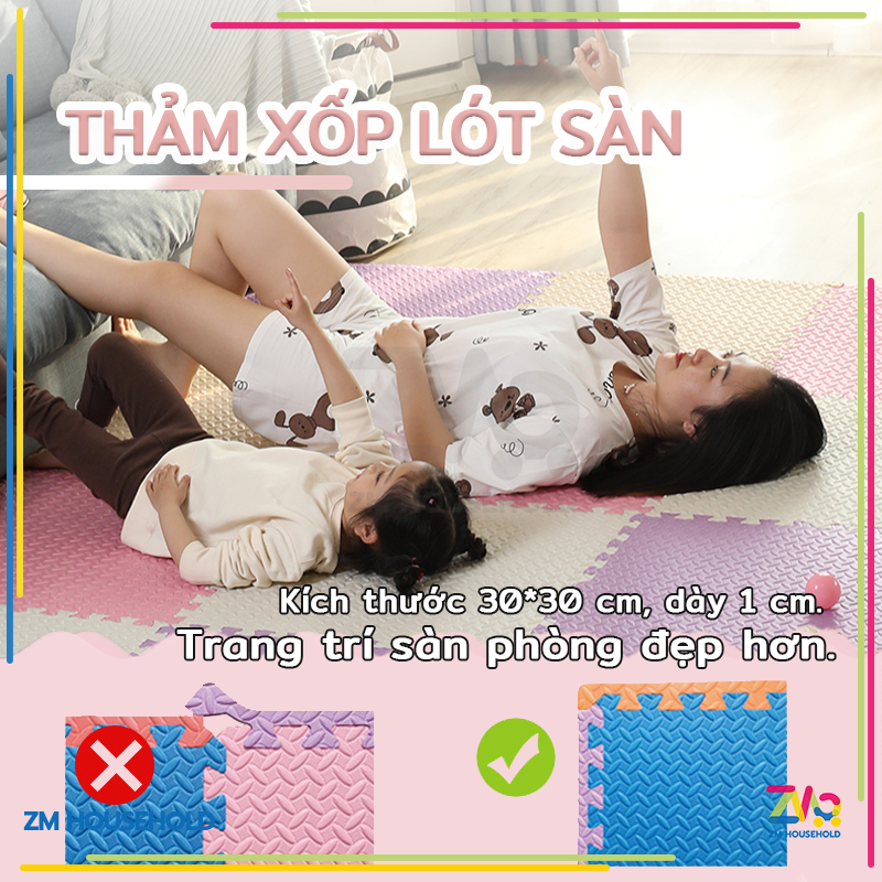 Thảm xốp lót sàn,Thảm xốp eva 30×30x1cm hàng chuẩn, đẹp,lắp ráp trải sàn cho bé,chống trơn trượt,thảm ghép lót sàn