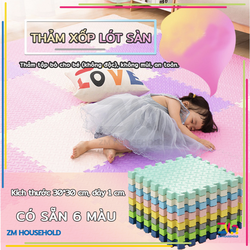 Thảm xốp lót sàn,Thảm xốp eva 30×30x1cm hàng chuẩn, đẹp,lắp ráp trải sàn cho bé,chống trơn trượt,thảm ghép lót sàn