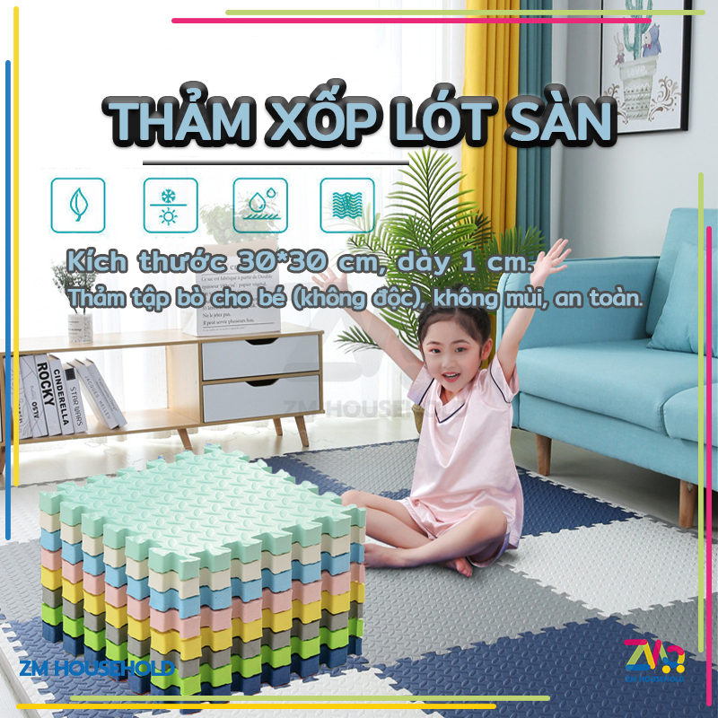 Thảm xốp lót sàn,Thảm xốp eva 30×30x1cm hàng chuẩn, đẹp,lắp ráp trải sàn cho bé,chống trơn trượt,thảm ghép lót sàn