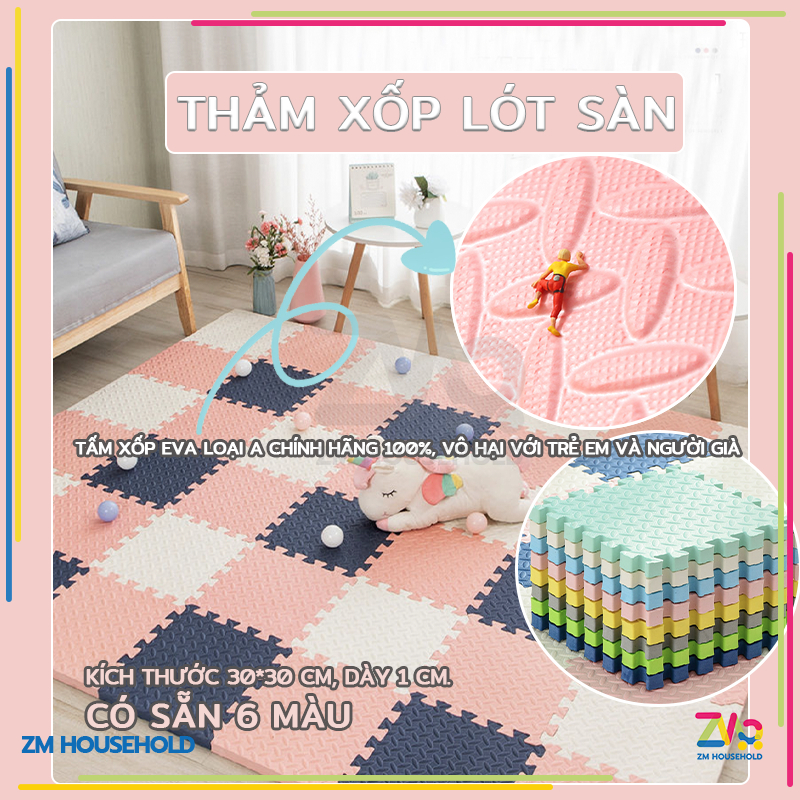 Thảm xốp lót sàn,Thảm xốp eva 30×30x1cm hàng chuẩn, đẹp,lắp ráp trải sàn cho bé,chống trơn trượt,thảm ghép lót sàn