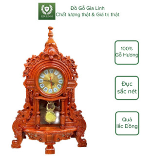 Đồng hồ quả lắc để bàn Đồ Gỗ Gia Linh gỗ Hương đá KT 70cm x 48cm x 15cm