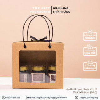 [21x9.2x18.8cm] Combo 5 Hộp giấy Kraft M quai xách nhựa đựng quà tặng - The Gift Packaging