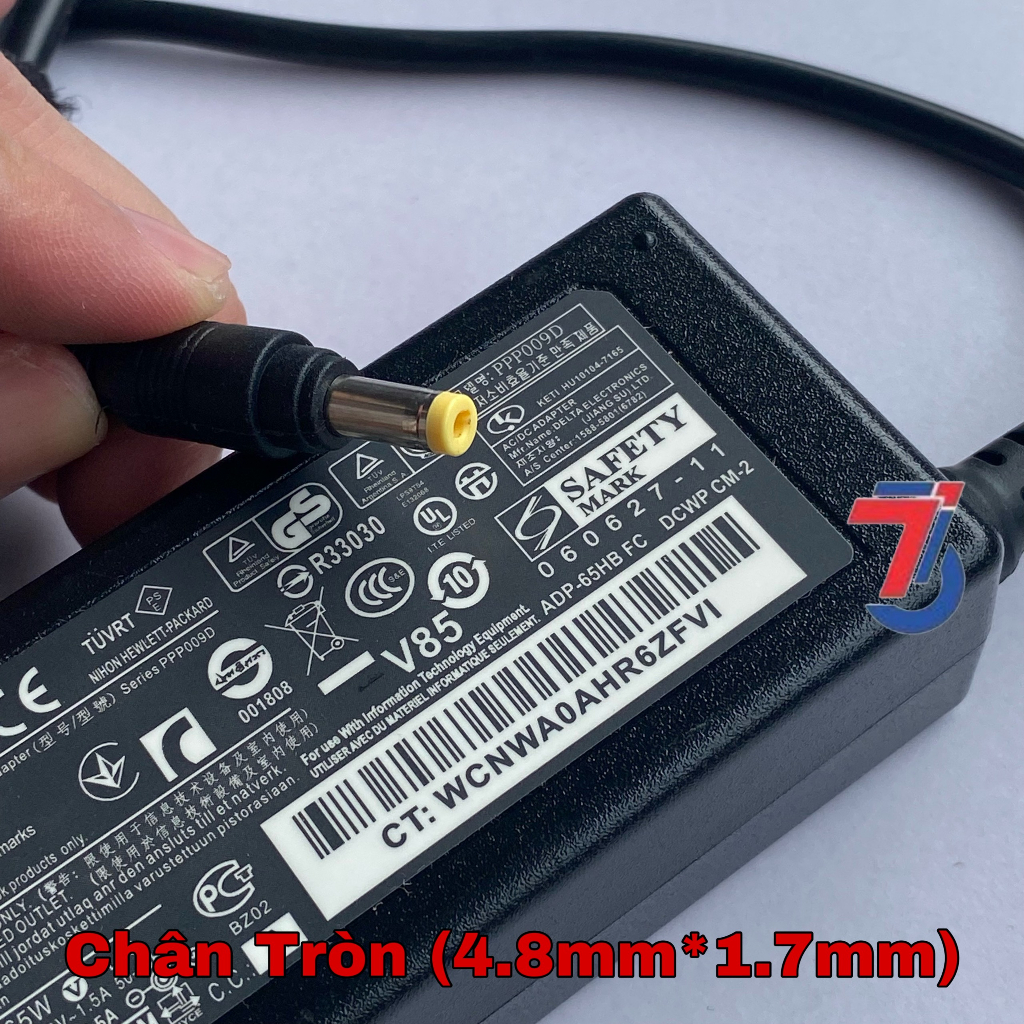 Sạc Máy Tính Laptop3T HP 18,5V-3.5A 65W Chân Vàng 4.8*1.7MM Loại Tốt Chính Hãng Bảo Hành 12 Tháng