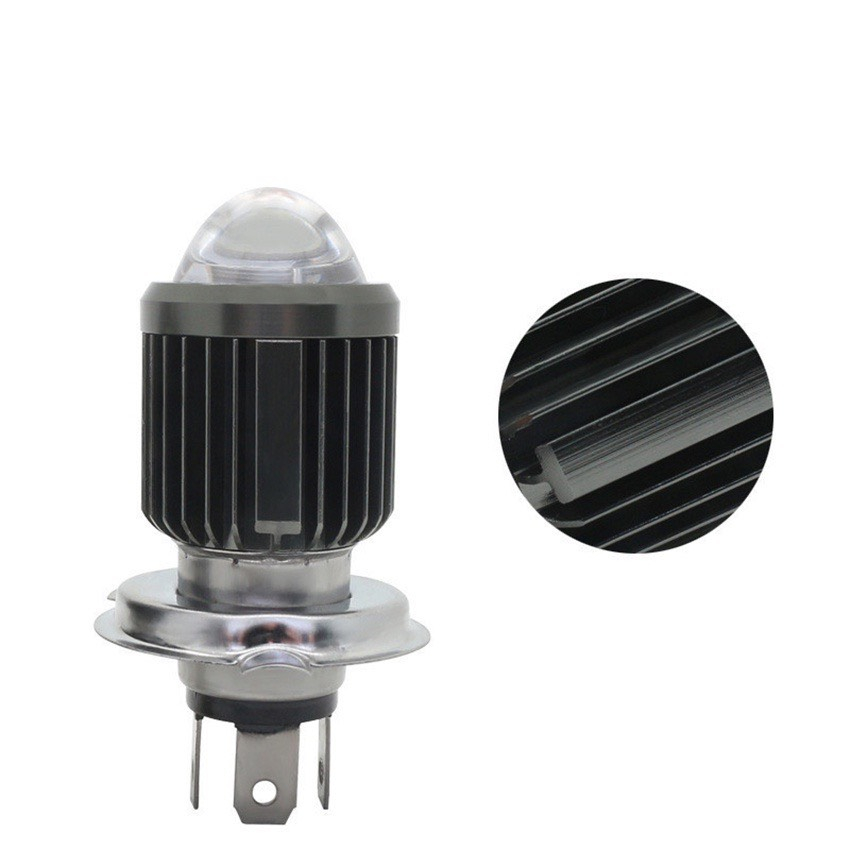 Bóng đèn led H4 tích hợp bi cầu mini có COS - PHA, Bóng lét H4 bi cầu sáng pha trắng cos vàng dành cho xe máy sài bóng 3