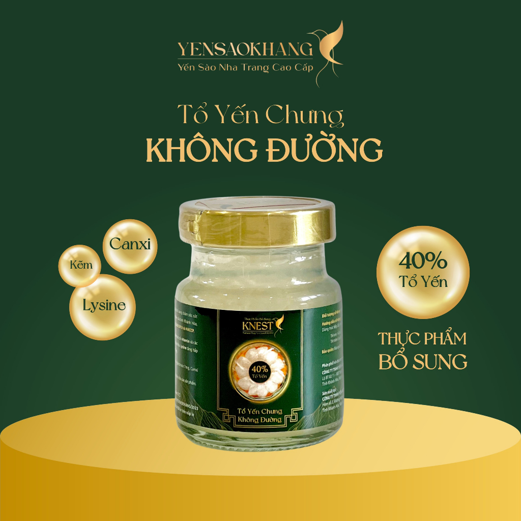 Yến chưng sẵn Không Đường YẾN SÀO KHANG hũ 75ml