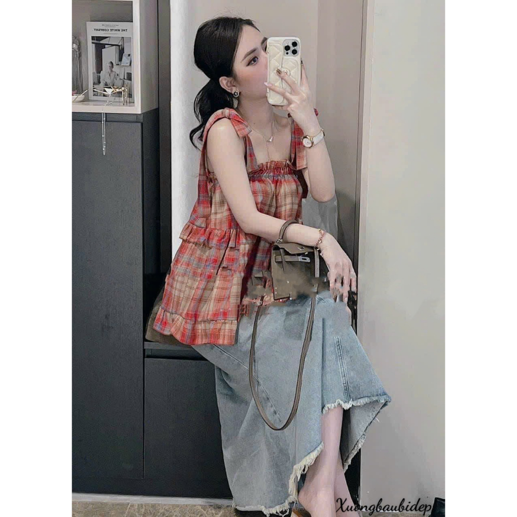 Áo bầu cao cấp chất thô cotton mềm mại thiết kế dáng babydoll 2 dây siêu xinh cho mẹ bầu mặc hè A32