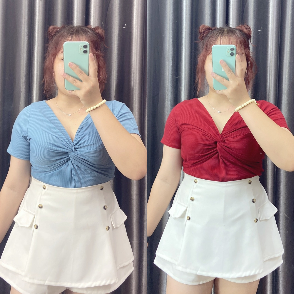 Áo Kiểu Bigsize Croptop Xoắn Ngực Tôn V1 Tôn Dáng Dễ Thương G100