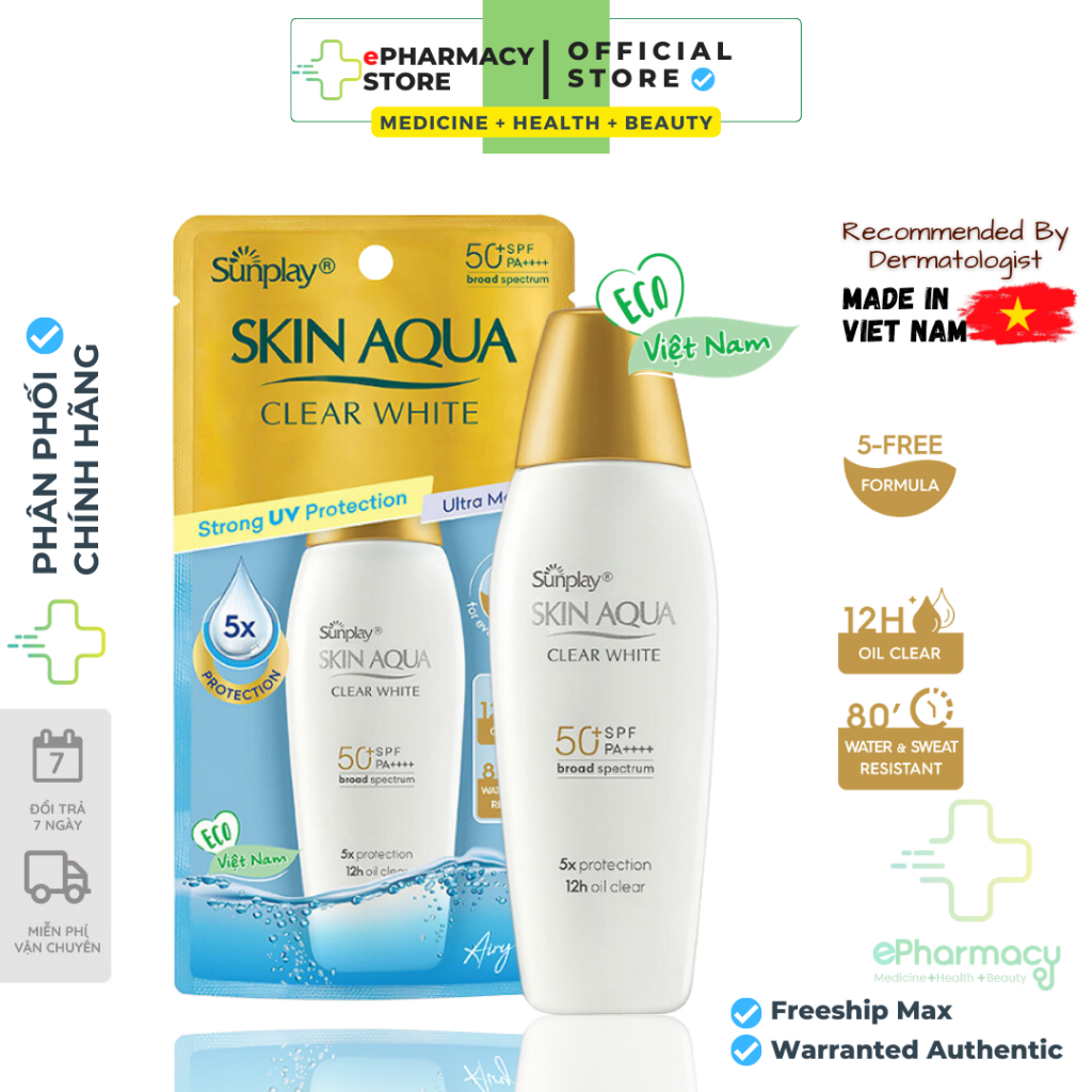 Kem Chống nắng Skin Aqua dạng sữa - Sunplay Skin Aqua Clear White SPF50+ PA++++