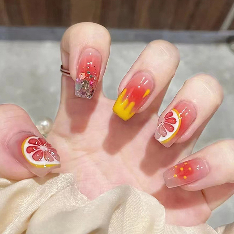 Bộ 24 móng tay giả ngắn vuông đơn giản đi học, đi làm,  Nail box, Nail xinh, Móng tay giả đẹp dễ thương