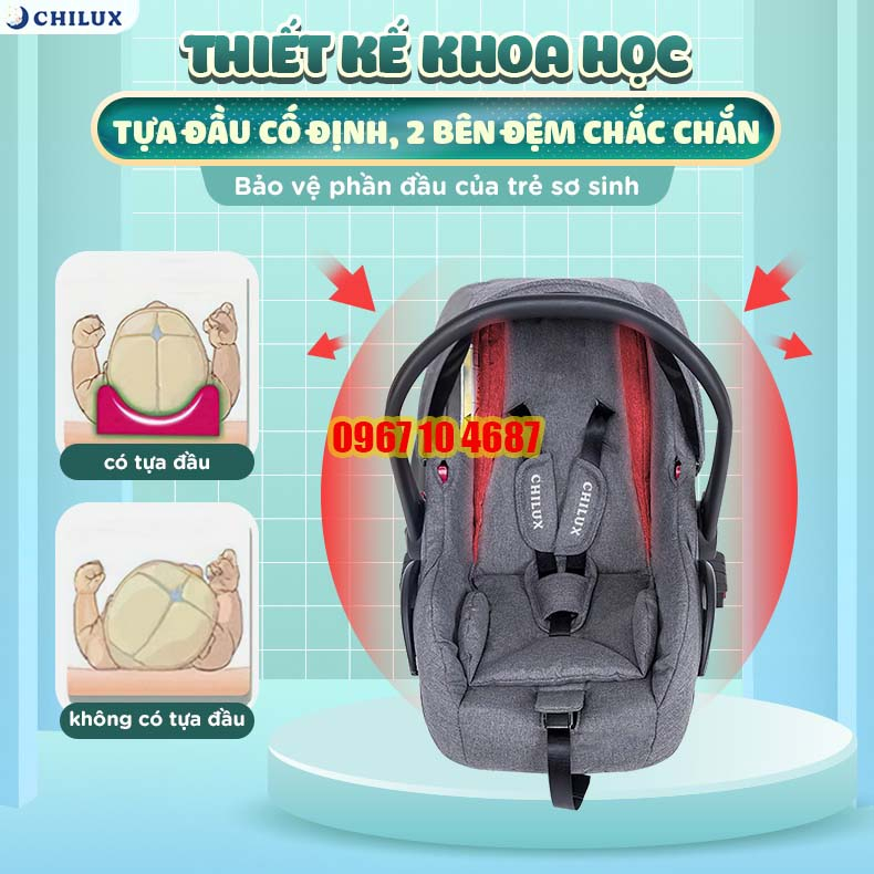 Ghế ngồi ô tô kiêm nôi xách tay cho bé CHILUX D23 - Nhỏ gọn tiện ích, bảo hành chính hãng 6 tháng