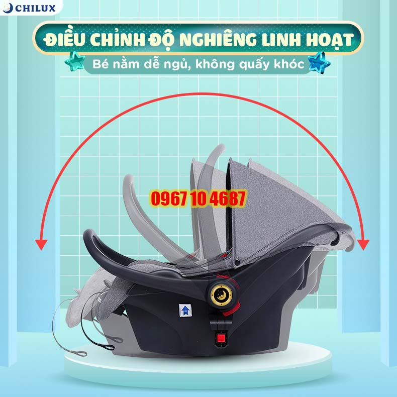 Ghế ngồi ô tô kiêm nôi xách tay cho bé CHILUX D23 - Nhỏ gọn tiện ích, bảo hành chính hãng 6 tháng