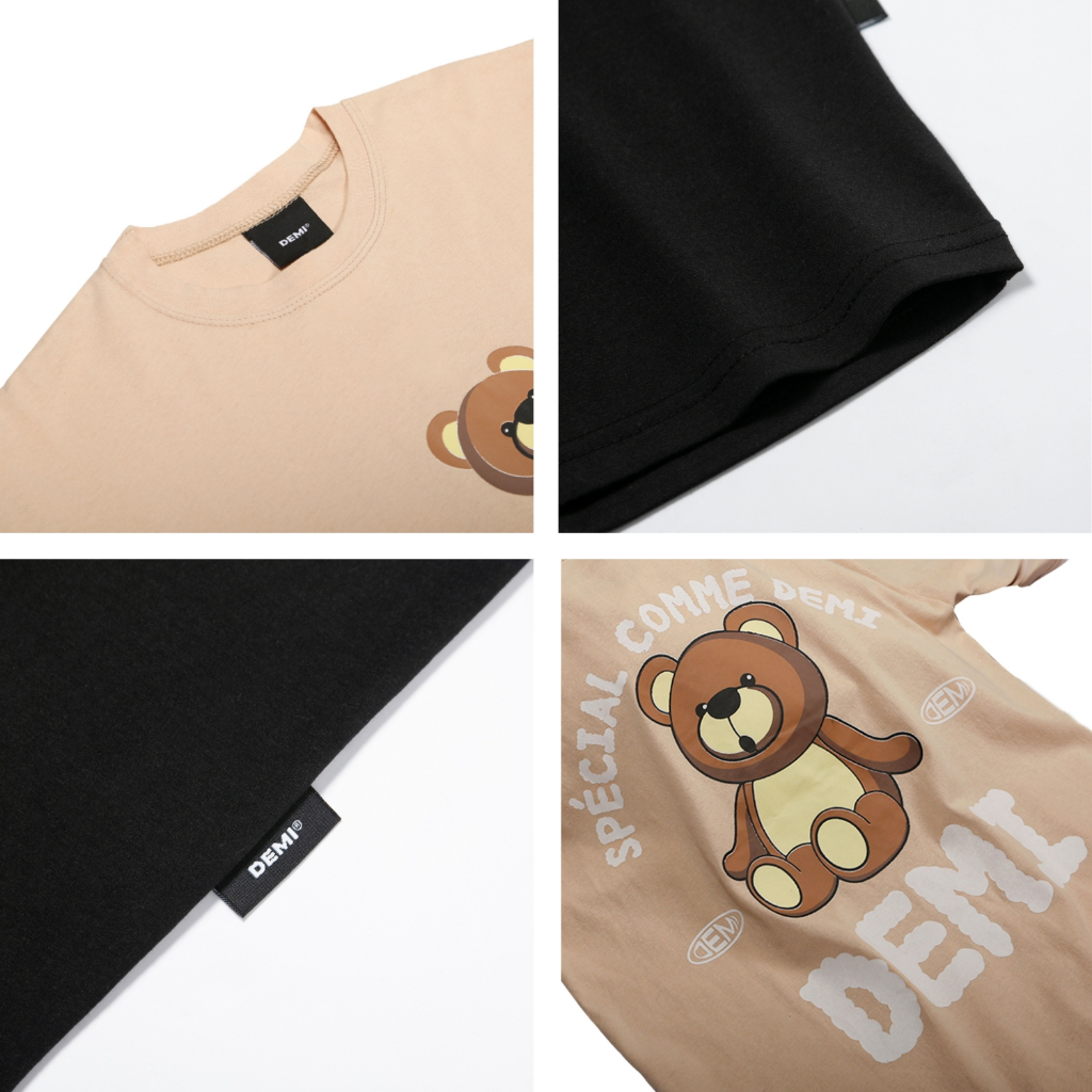 Áo phông nữ tay lỡ local brand, form rộng unisex giá rẻ màu đen, be DEMI | DE1-T8