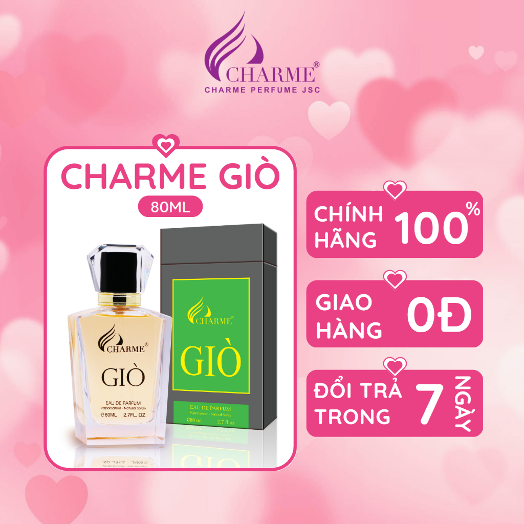 Nước hoa nam Charme Giò hương trái cây tinh khiết, hiện đại, nam tính, lưu hương lâu, độ tỏa hương xa chai 80ml