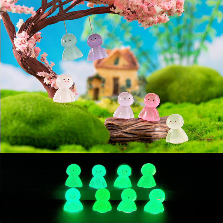 Mô hình búp bê cầu mưa teru teru bouzu phát sáng trang trí tiểu cảnh, terrarium