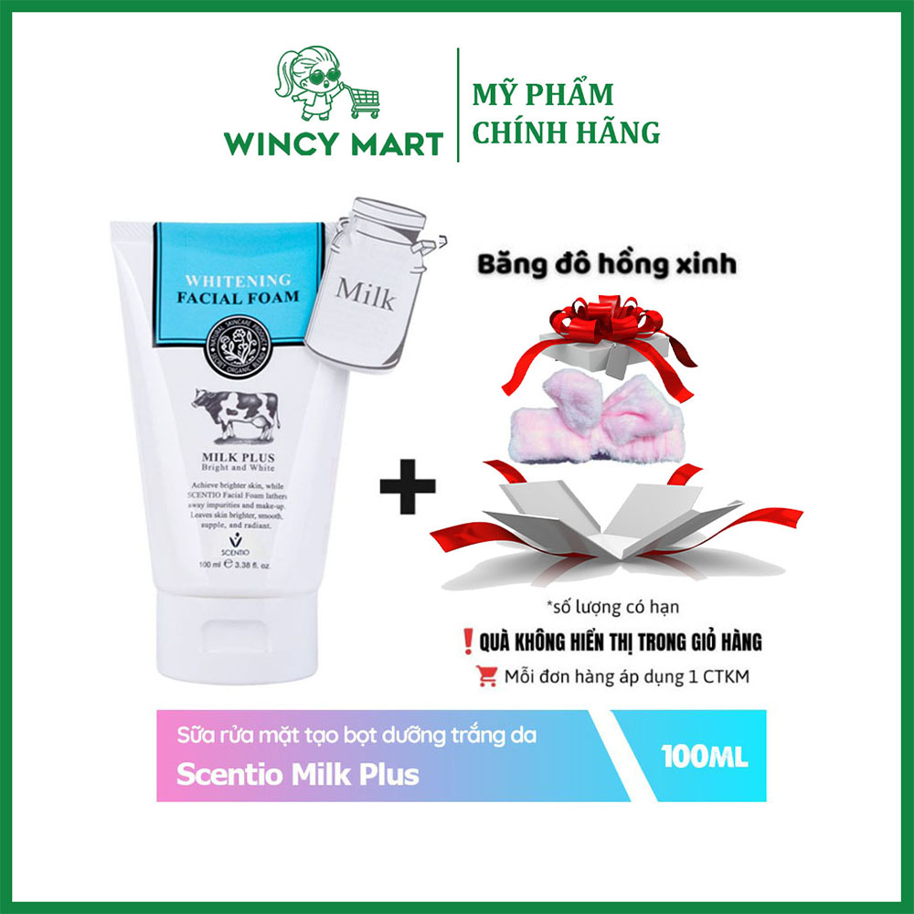 Sữa Rửa Mặt Con Bò Thái Scentio Milk Plus Whitening Facial Foam Giúp Da Trắng Sáng 100ML - Wincy Mart