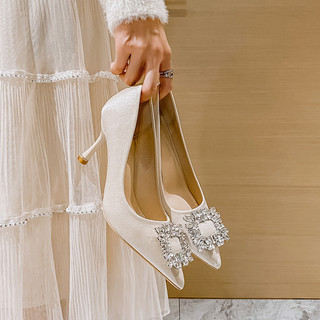 Giày cao gót nữ bít mũi đá ngọc gót nhọn chất bóng Sandal nữ cao gót 8 phân WINDY CG-0614