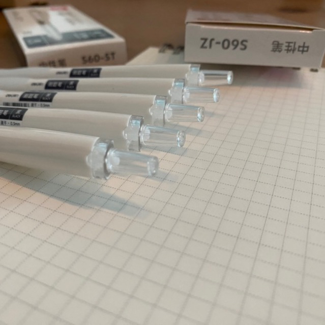 Bút gel Deli thiết kế trắng sang trọng ngòi 0,5mm mực đen bấm khô nhanh S60-JZ/S60-ST