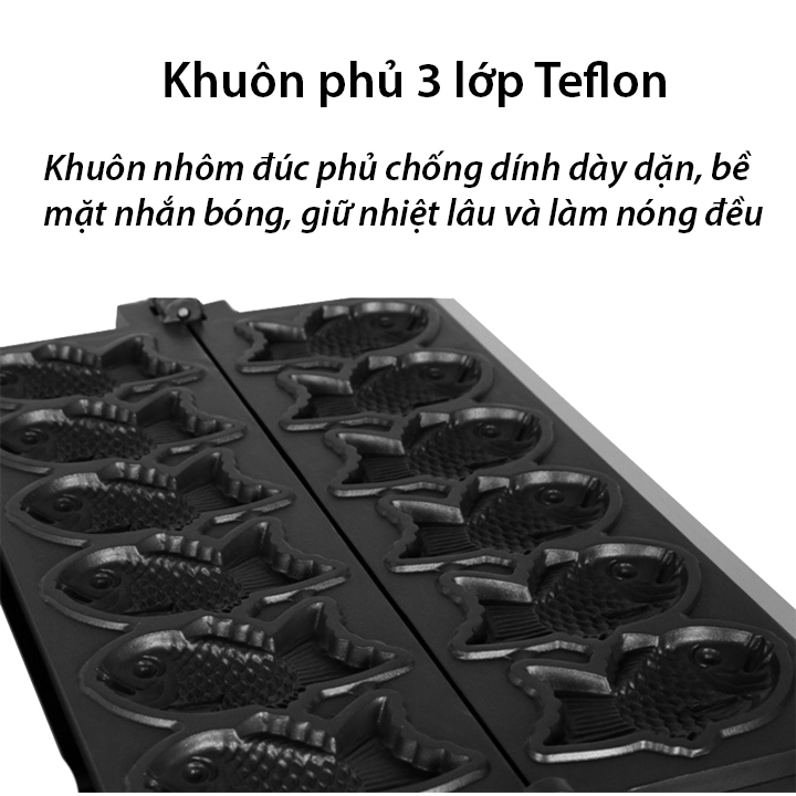 Máy làm bánh cá taiyaki 6 con cỡ lớn dùng điện [BH 12 Tháng]
