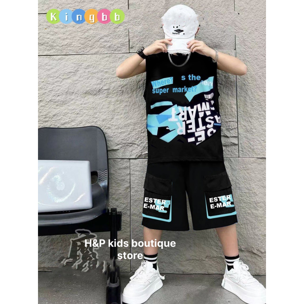 SALE _ Bộ cotton tàu hoạ tiết siêu ngầu có túi thật cho bé 20-35kg_Thoitrangbeyeu_J&B Kids