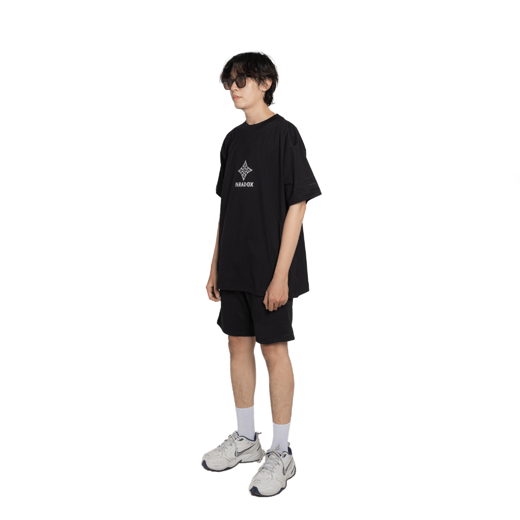 Áo thun form rộng Paradox tay lỡ - Unisex - In hình - MONO PATTERN TEE - Đen