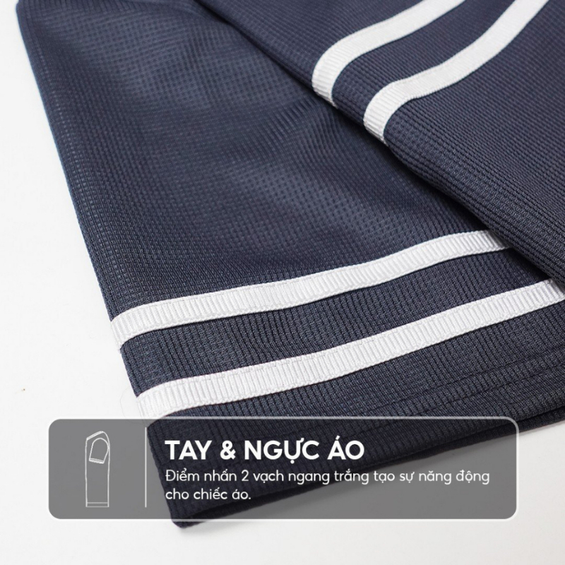 Bộ quần áo thể thao nam ASHE cộc tay vải cotton phối 2 vạch kẻ trẻ trung B2