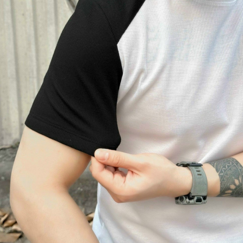 Bộ quần áo thể thao nam ASHE cộc tay vải cotton phối vai trẻ trung B3