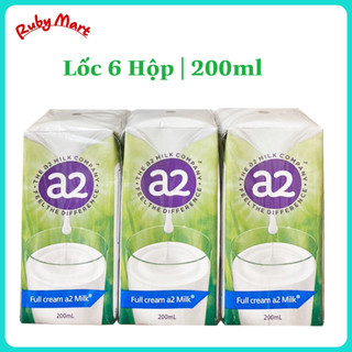 Lốc 6 hộp sữa a2 nguyên kem dạng nước 200ml