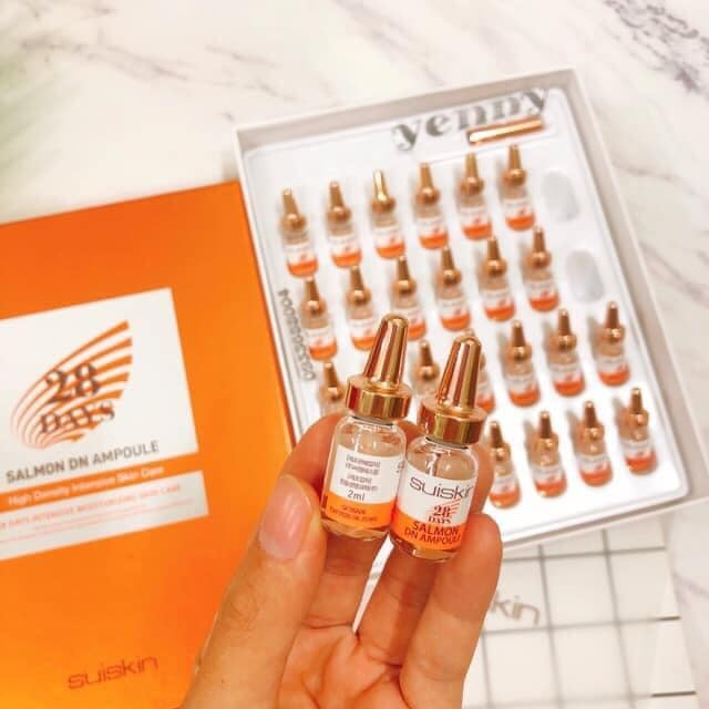 Tinh chất Tế bào gốc từ DNA cá hồi phục hồi da sau 28 ngày Serum Suiskin Salmon DN Ampoule