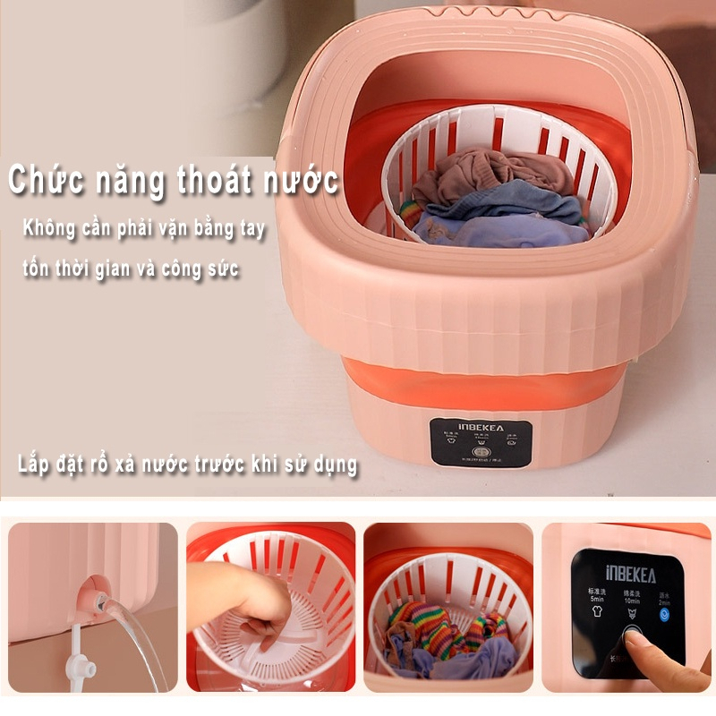 Máy Giặt Đồ Mini, Máy Giặt Mini Cao Cấp, Máy Giặt Đồ Lót Di, Máy Giặt Vắt Quần Áo Tiện Dụng Mini