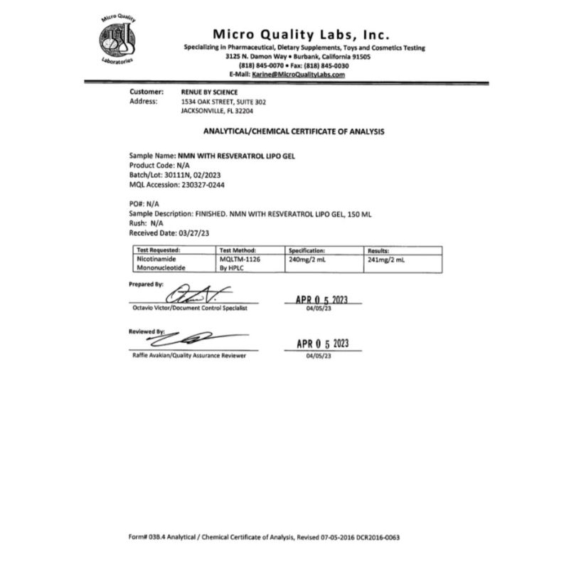 Tinh Chất Liposomal NMN DẠNG LỎNG Tinh Khiết 99%, Trẻ Hóa Ty Thể, Tái Tạo Tế Bào, Căng Sáng Da, Tăng Tuổi Thọ Renue