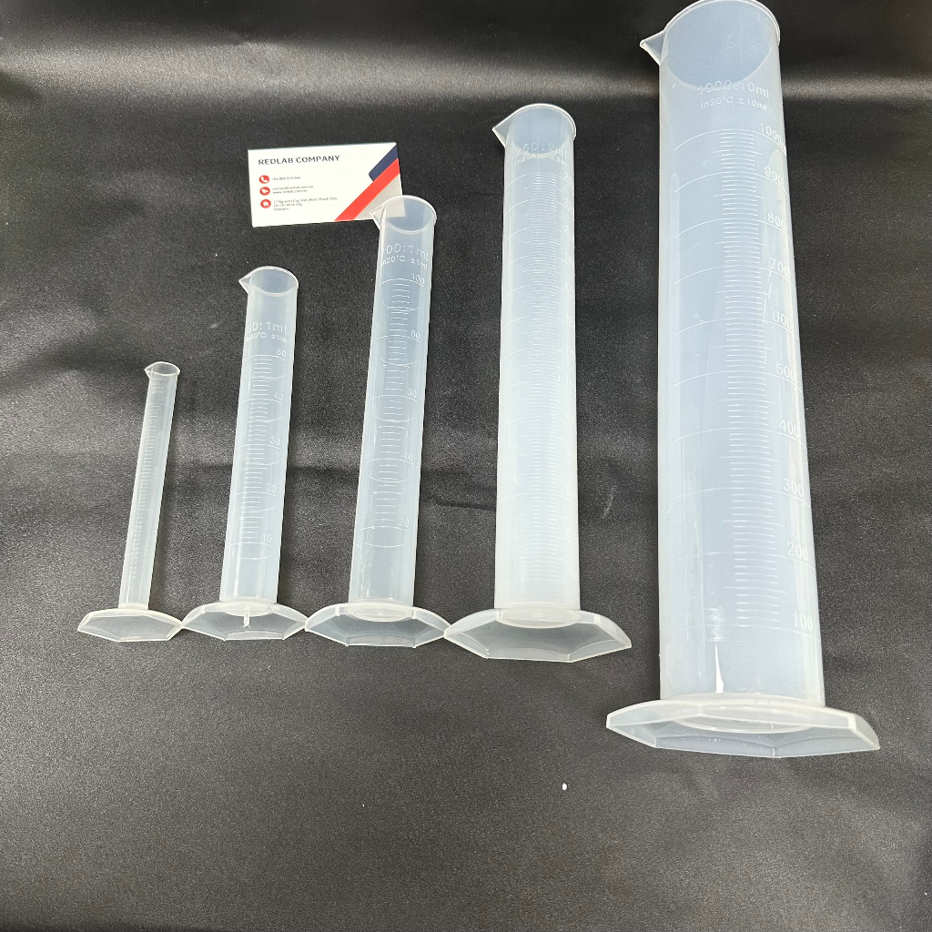Ống đong nhựa PP vạch nổi trắng 1000ml, đáy lục giác ONELAB