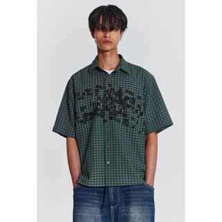 Áo sơ mi boxy typo shirt/ áo sơ mi cotton mịn