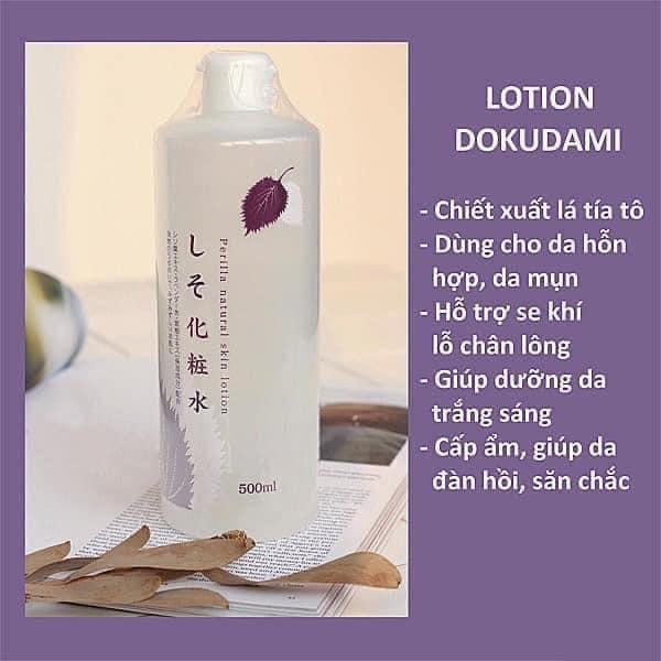 Nước Hoa Hồng Chinoshio Dokudami Chiết Xuất Lá Tía Tô 500ml Perilla Natural Skin Lotion