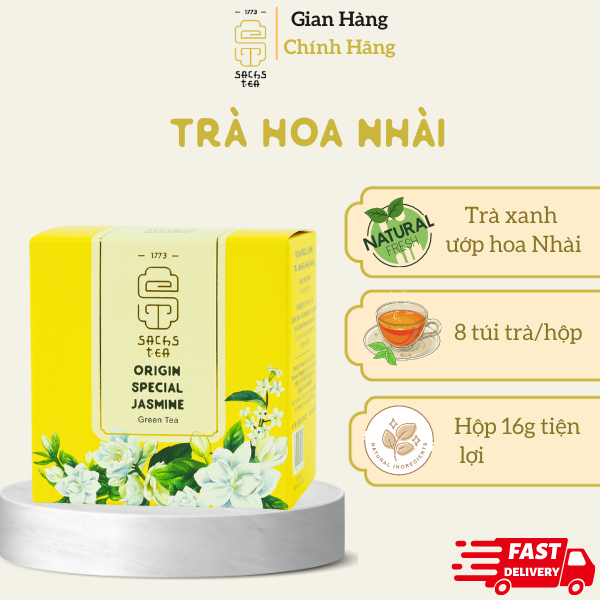 Trà xanh hoa nhài Origin Special Jasmine SACHS TEA 1773 nguyên bản 16g/hộp