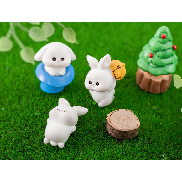Mô hình trang trí bàn học, bàn làm gánh xiếc nhà thỏ decor chậu cây, terarrium