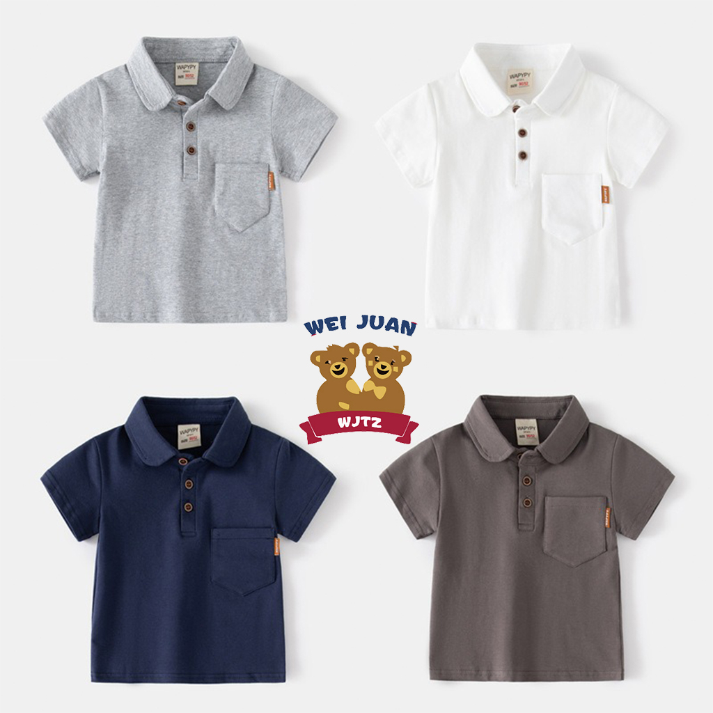 Áo Polo túi ngực Wapypy áo có cổ cho bé họa tiết đáng yêu chất cotton nhiều màu
