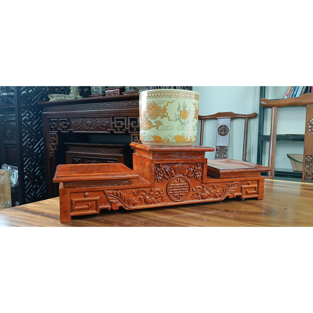 Tam Cấp Gỗ Hương cao cấp để bát hương, tượng sơn pu bóng, tam sơn gỗ hương