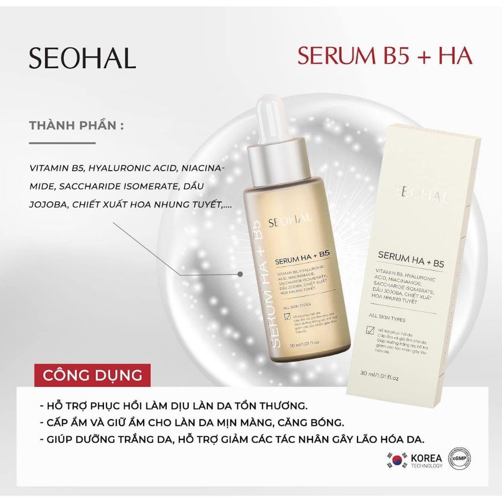 𝐒𝐞𝐫𝐮𝐦 𝐇𝐀 + 𝐁𝟓 𝐒𝐄𝐎𝐇𝐀𝐋 CĂNG BÓNG DA - PHỤC HỒI CẤP ẨM