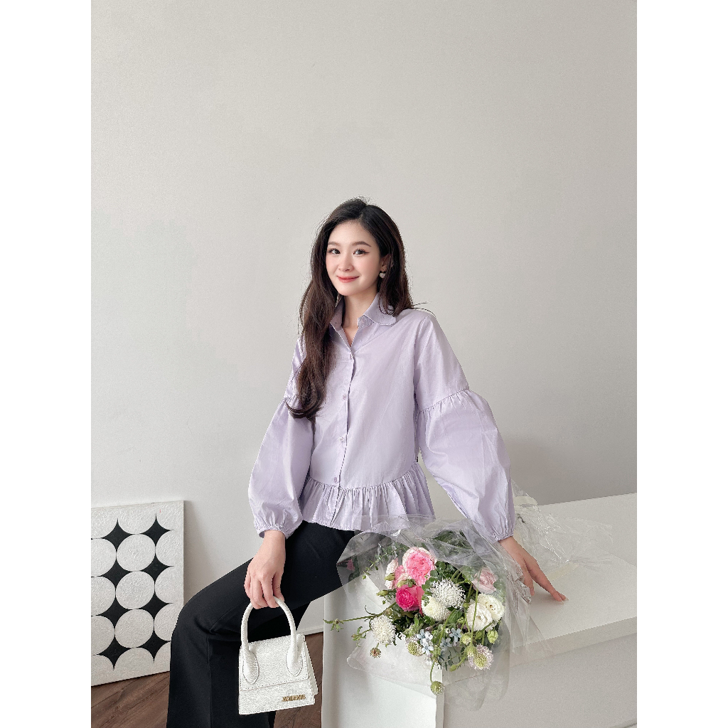 YU CHERRY | Áo sơmi tay dài phồng bo chun ở cổ tay Puff Sleeve Blouse YA457