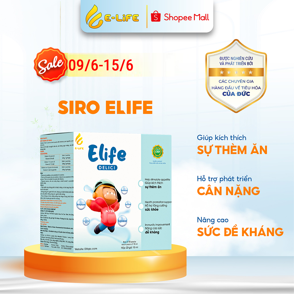 Siro ăn ngon cao cấp cho bé ELIFE Delici dành cho trẻ biếng ăn và chậm tăng cân