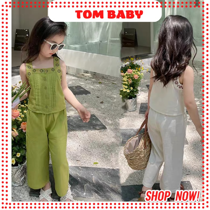 Bộ Đũi 2 Dây Quần Dài Cho Bé Gái