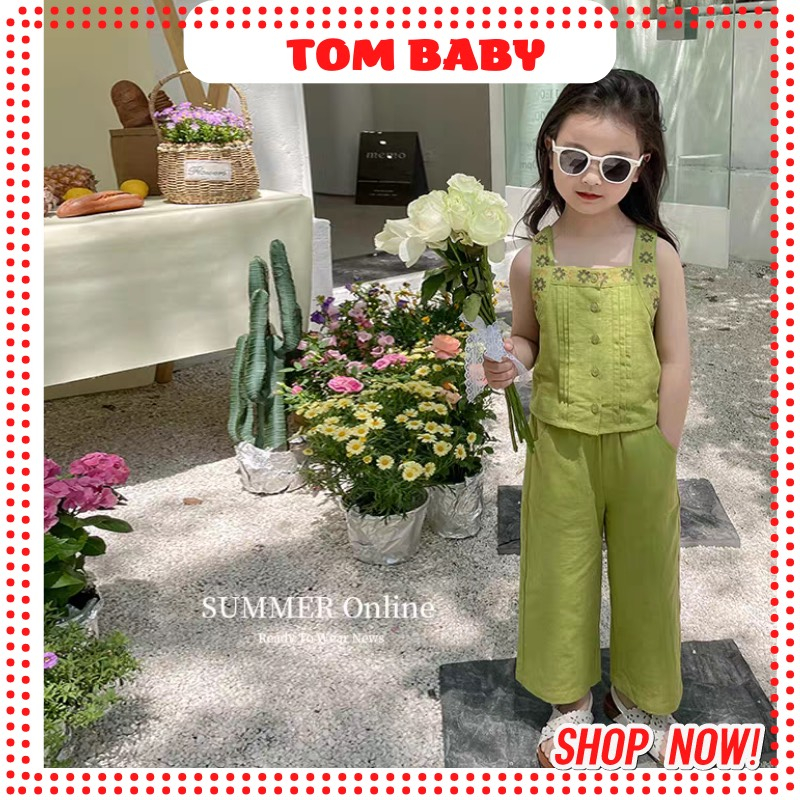 Bộ Đũi 2 Dây Quần Dài Cho Bé Gái