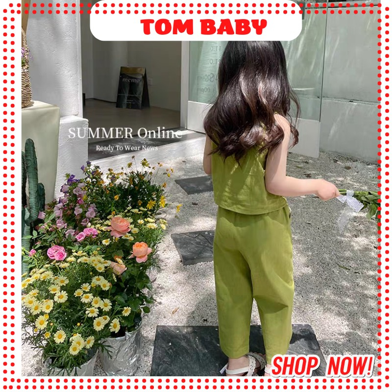 Bộ Đũi 2 Dây Quần Dài Cho Bé Gái