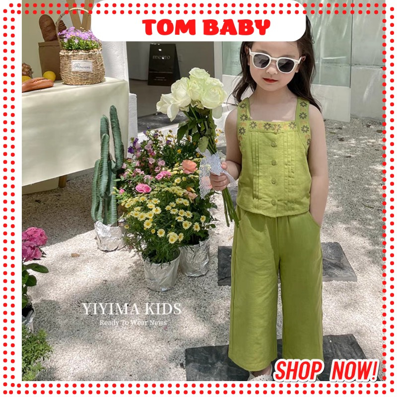 Bộ Đũi 2 Dây Quần Dài Cho Bé Gái