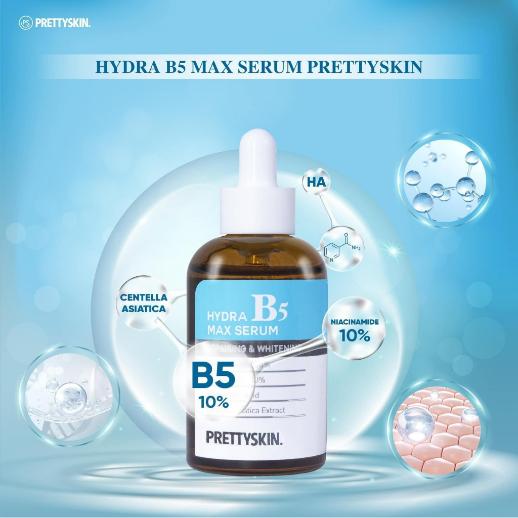 Serum B5 phục hồi, tinh chất dưỡng trắng da Hydra B5 Max Serum Repairing Whitening Prettyskin 50ml