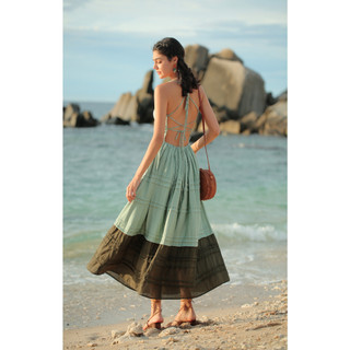 SÒ VINTAGE - DYAN Đầm 2 dây phối màu